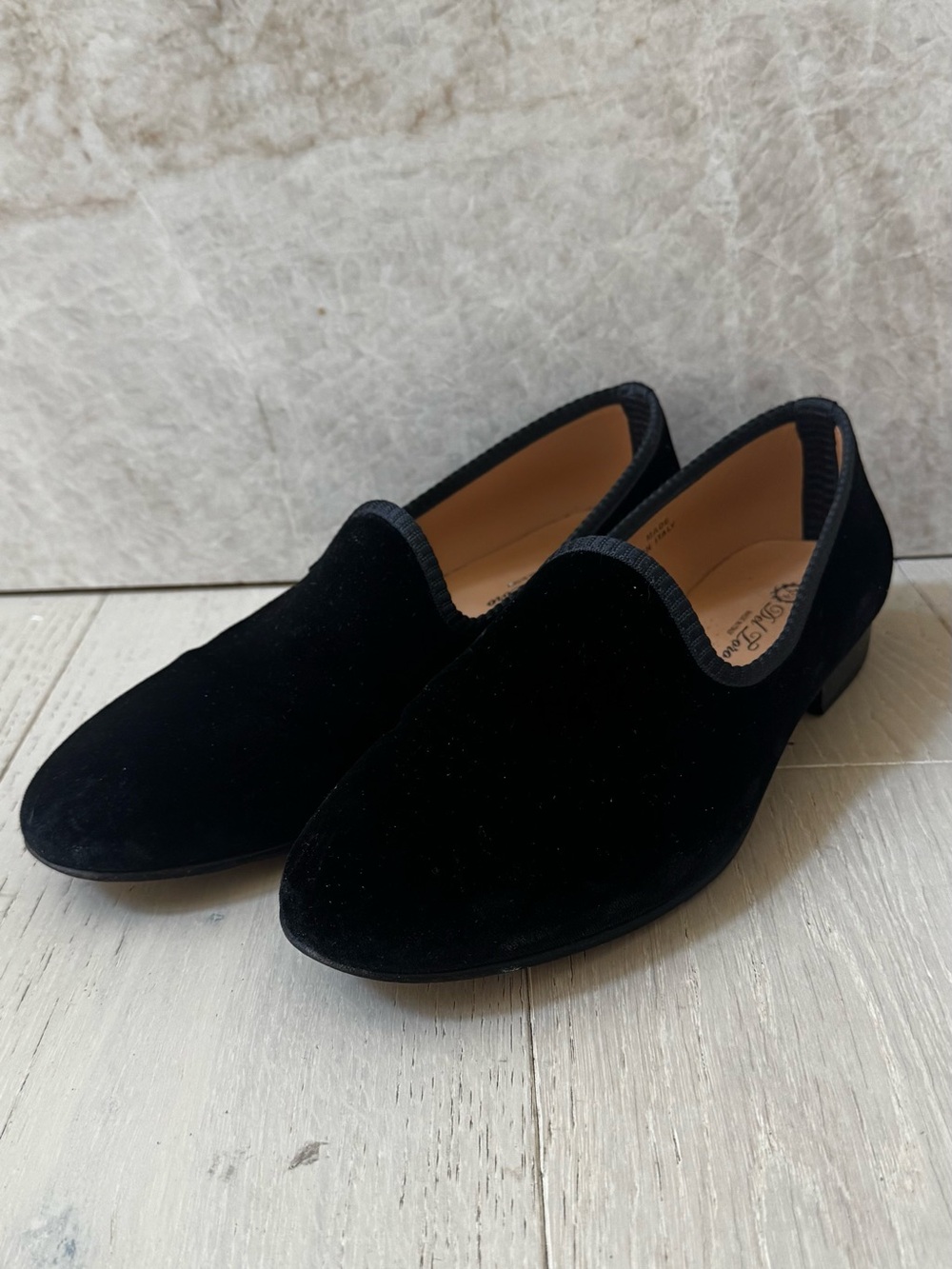 Del Toro Black Velvet Slip-On Loafers